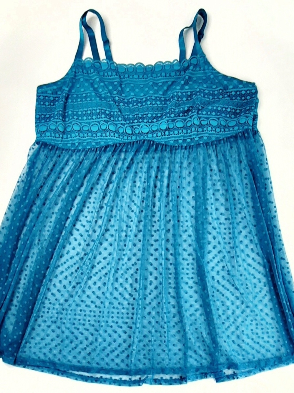 Torrid Curve Teal Lace & Mesh Chemise Nightgown/Lingerie